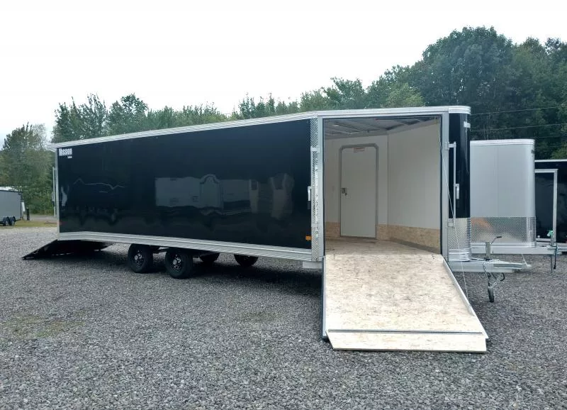2026 Mission 101x24 Aluminum 4-Place Drive In/Out Deckover w/Rear Canopy, Spring Assist Ramps, Spare Tire & Mount