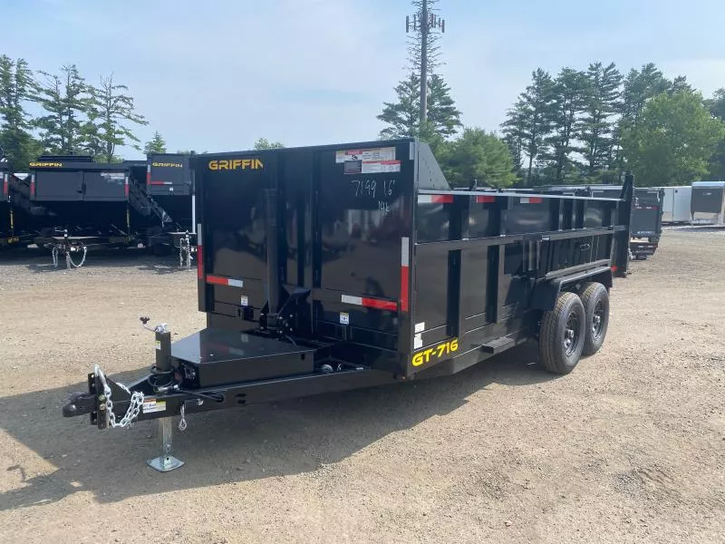 2025 Griffin Trailers 7x16 Powder Coated 14K Telescopic Dump Trailer w/3' Sides & Ramp Kit