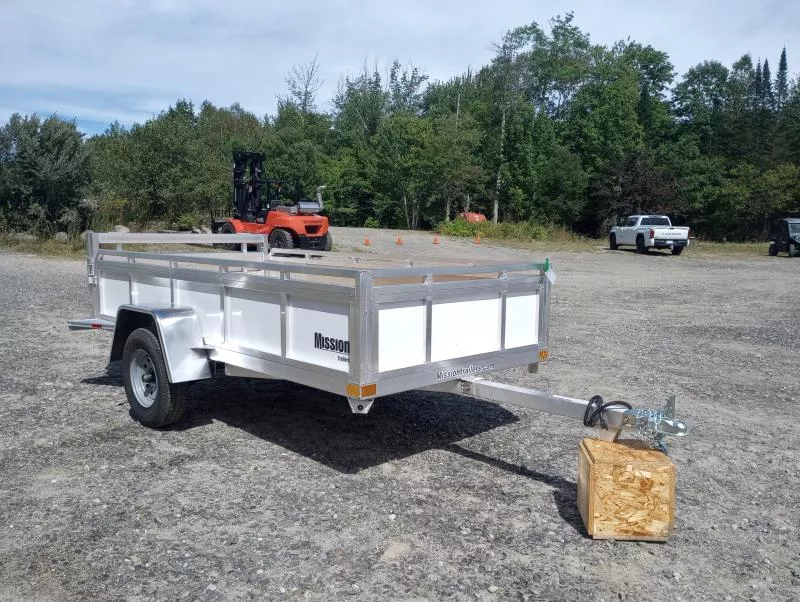 2026 Mission 5x10 Aluminum Open Utility Trailer w/Solid Sides, Bi-Fold Rear Ramp Gate