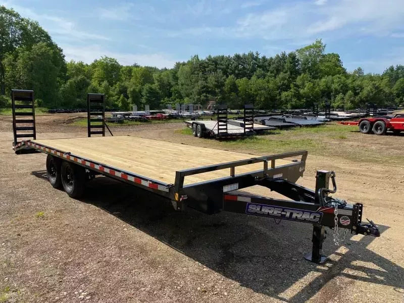 2026 Sure-Trac 8.5x18+4 Powder Coated 15K Deckover Equipment Trailer w/Stand-Up Ramps