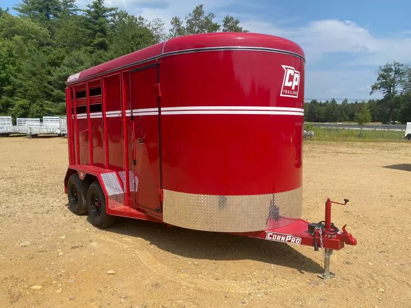 2025 CornPro 7x14 Steel 7K Slant Load Horse Trailer w/Extra Height & HD Dividers