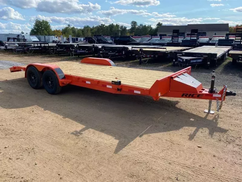 2025 Rice Trailers 7x20 Powder Coated 10k Car Hauler w/Slide-In Ramps