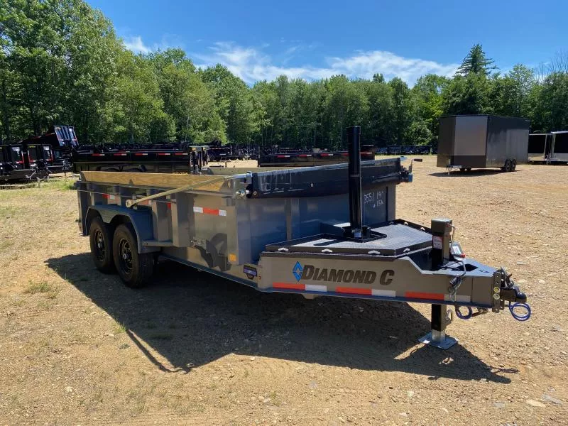 2025 Diamond C Trailers 7x14 Powder Coated 14.9K Tele Dump Trailer w/Wireless Remote & Stabilizer Jacks