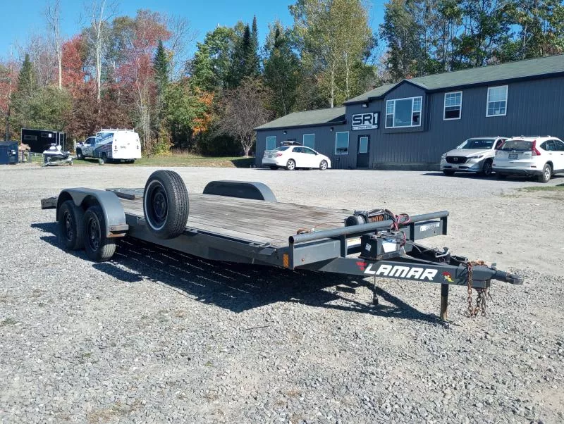 2022 Lamar 7x20 7K Open Car Hauler w/Ramps, Electric Winch, D-Rings, Spare Tire & Mount