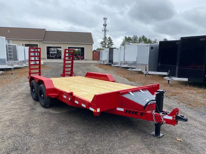 2026 Rice Trailers 7x16 Powder Coated 10k Equipment Trailer w/Stand-Up Ramps & Toolbox