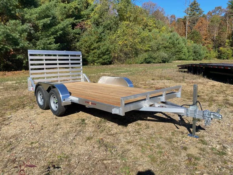 2026 Sport Haven 7x14 Aluminum 7K Flat Utility Trailer w/Fold Flat Rear Ramp