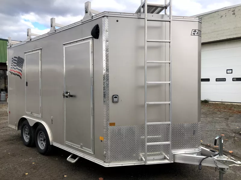 USED 2022 E-Z Hauler 8.5x14 7K Aluminum Enclosed Cargo Trailer w/Ultimate Contractor Package, 1906 lbs.