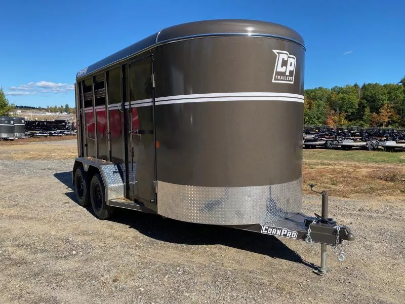 2025 CornPro 7x14 Steel 7K Slant Load Horse Trailer w/Extra Height & HD Dividers