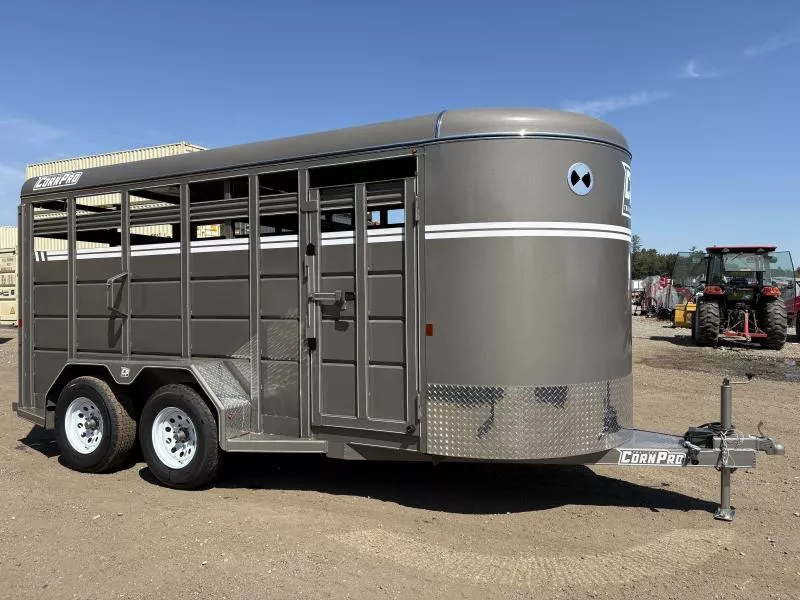 2025 CornPro 6x16 7K Steel Livestock Trailer w/Center Divider & Combo Gate