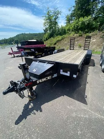 2021 Rice Trailers 7x20 14K Powder Coated Equipment Trailer w/Stand-Up Ramps, Spare Mount & Toolbox