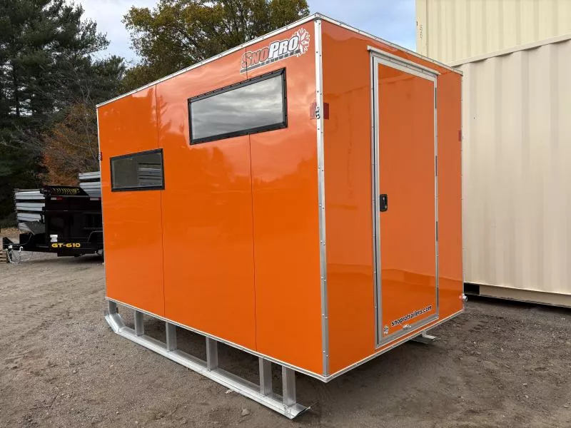 2026 SnoPro Trailers 6x10 Insulated Aluminum Ice Shack w/White Interior Ceiling & Walls, Tow Hitch & Skis 