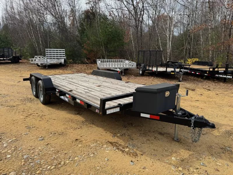 2021 Sure-Trac 7x18 Powder Coated 7k Car Hauler w/Slide In Ramps