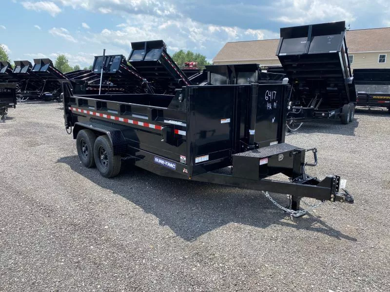 2026 Sure-Trac 7x14 Powder Coated 14K Telescopic Dump Trailer w/Tarp Kit & Ramps