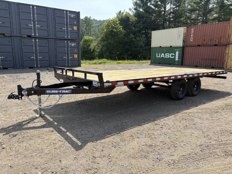 2026 Sure-Trac 8.5X20 Powder Coated 10K Low Profile Deck Over Trailer w/ Slide in Ramps Equipment Trailer