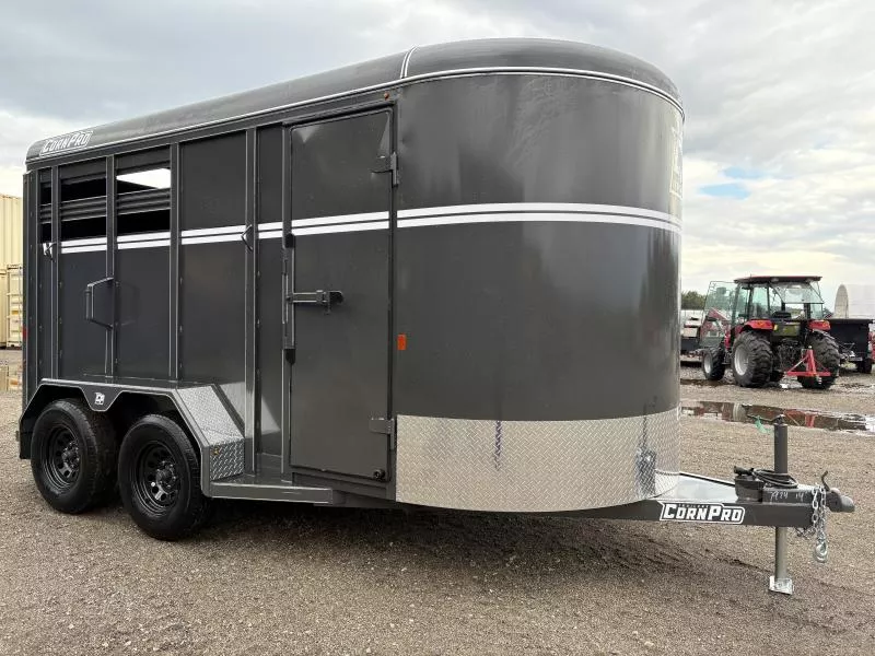 2025 CornPro 7x14 Steel 7K Slant Load Horse Trailer w/Extra Height & HD Dividers
