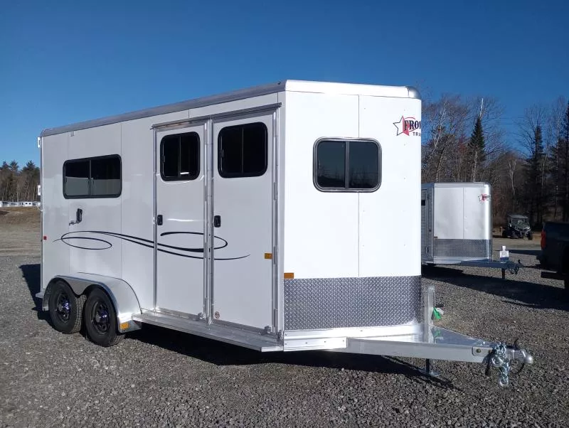 2026 Frontier Trailers Ambassador 67" Tack Lite Aluminum 2-Horse Straight Load w/Rear Ramp, Front Tack, 8K Pedestal Jack