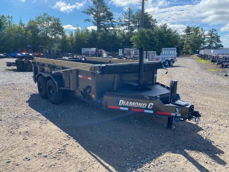 2025 Diamond C Trailers 7x14 Powder Coated 14.9K Tele Dump Trailer w/Wireless Remote & Hyd Jack