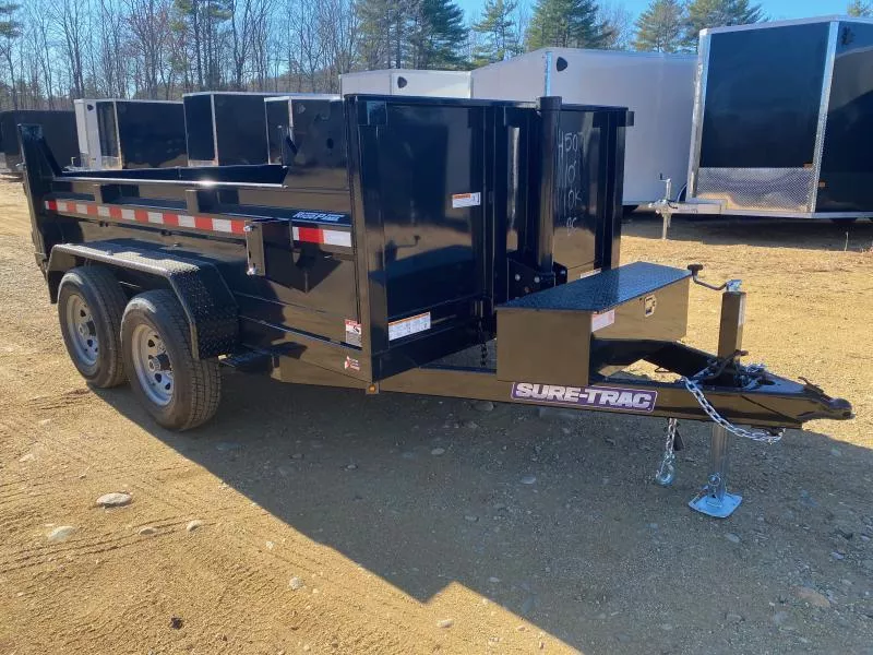 2026 Sure-Trac 6x10 Powder Coated 10K Telescopic Dump Trailer w/Slide In Ramps