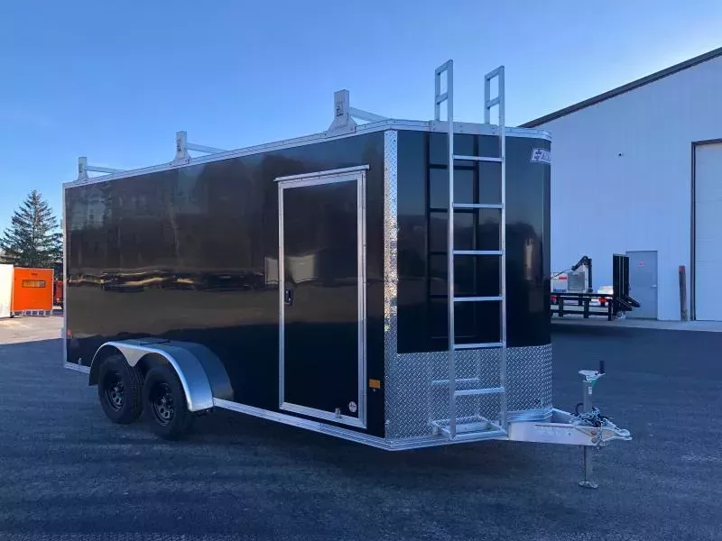2026 E-Z Hauler 7x16 7K Aluminum Enclosed Cargo w/Barn Doors, Ladder Racks, Ladder to Roof