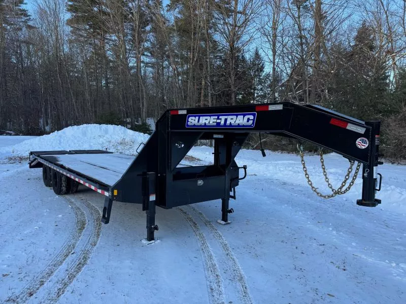 2026 Sure-Trac 8.5x20+5 Powder Coated 22.5K Deckover Gooseneck Equipment Trailer w/Full Width Ramps