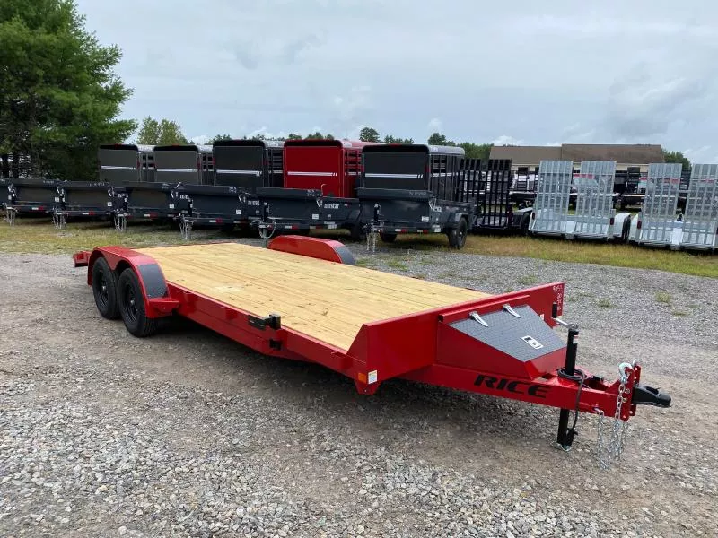 2025 Rice Trailers 7x20 Powder Coated 7k LowPro Car Hauler w/Toolbox & Slide In Ramps