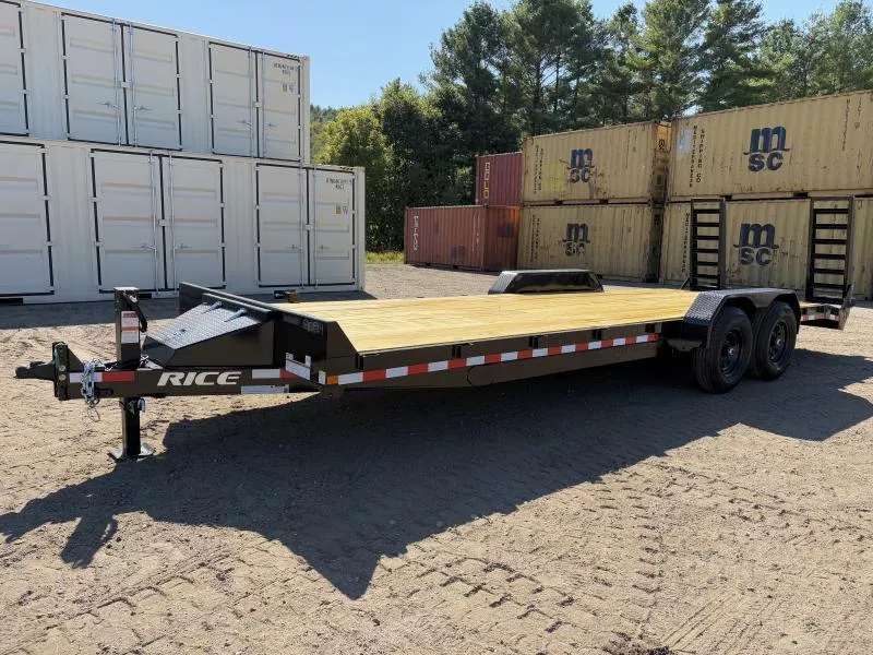 2025 Rice Trailers 7x24 14K Powder Coated Equipment Hauler w/ Ramps & Spare Mount