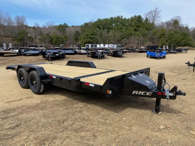 2026 Rice Trailers 7x16+4 Powder Coated 14K Partial Tilt Equipment Trailer w/D-Rings & Toolbox