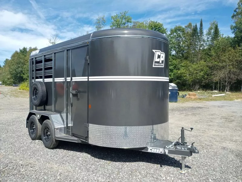 2025 CornPro 7x14 7K 2-Horse Slant/Livestock Trailer w/Extra Height, Collapsible Tack Wall