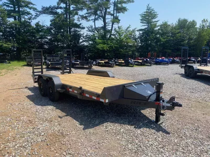2026 Rice Trailers 7x18 Powder Coated 10k Equipment Equipment Trailer w/Stand Up Ramps & Toolbox