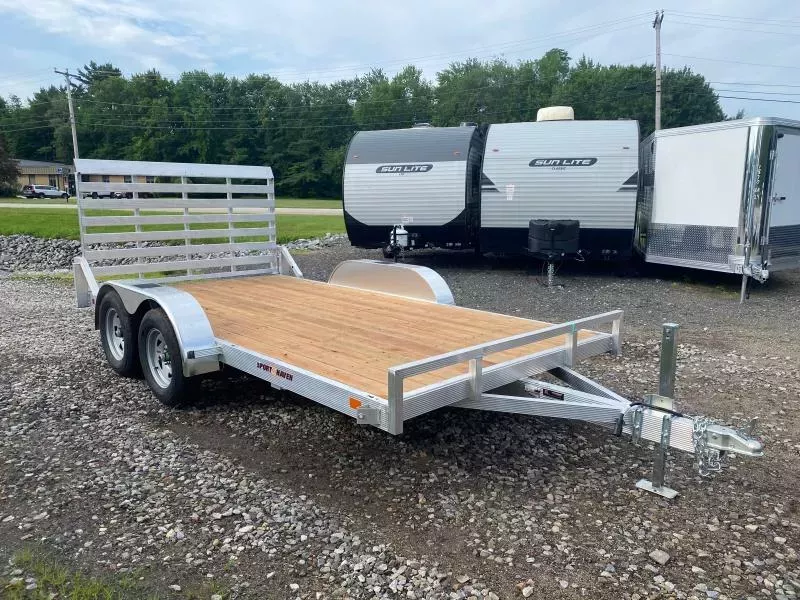 2026 Sport Haven 7x14 Aluminum 7K Flat Utility Trailer w/Fold Flat Rear Ramp