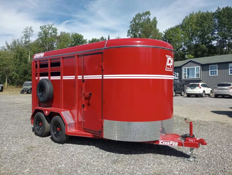 2025 CornPro 7x14 7K 2-Horse Slant/Livestock Trailer w/Extra Height, Collapsible Tack Wall