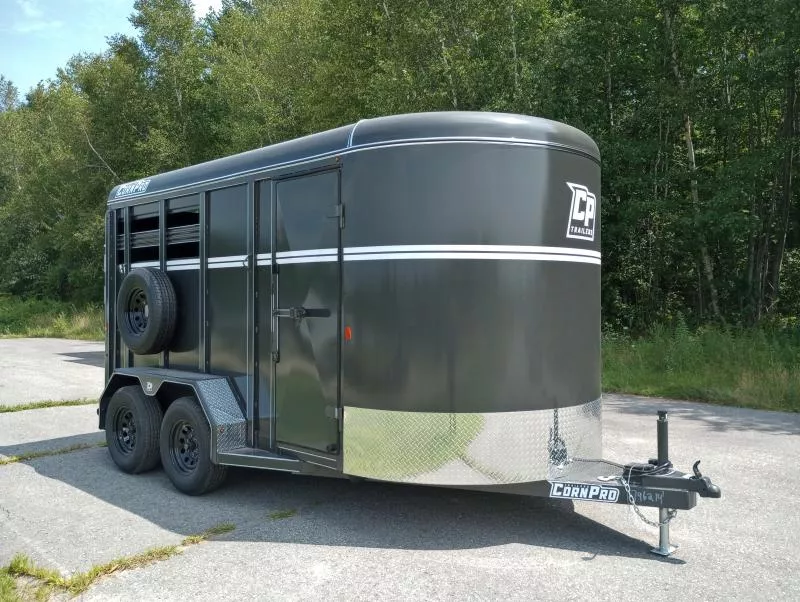2025 CornPro 7x14 7K 2-Horse Slant/Livestock Trailer w/Extra Height, Collapsible Tack Wall