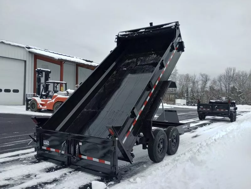 2026 Sure-Trac 7x14 14K Powder Coated Hydraulic Dump w/Ramps, Spreader Gate, Tarp Kit.