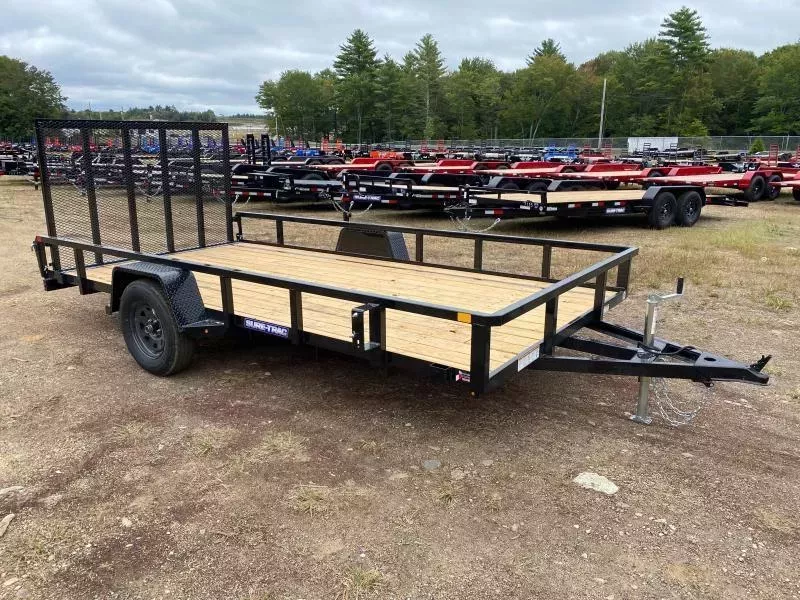 2026 Sure-Trac 7x14 Powder Coated 3K Utility Trailer w/Fold Flat Ramp Gate