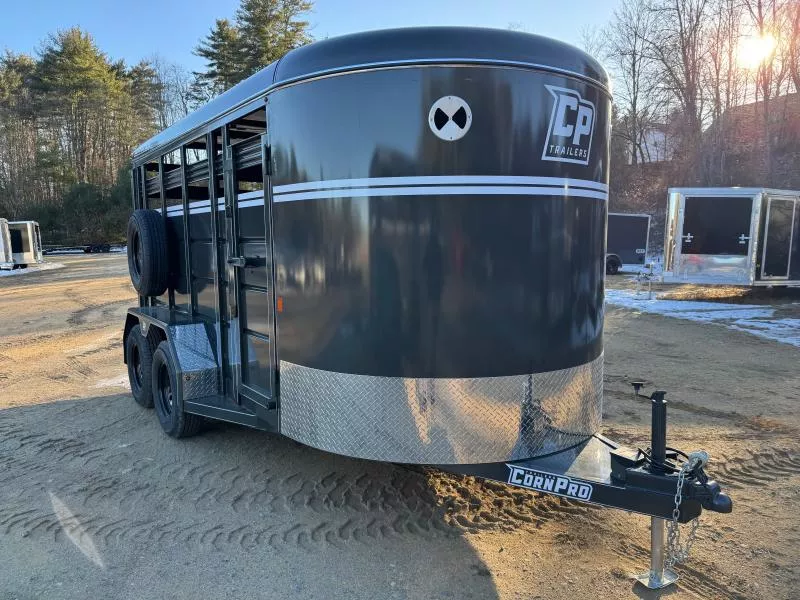 2026 CornPro 7x14 Steel 7K Livestock Trailer w/Center Divider & Combo Gate