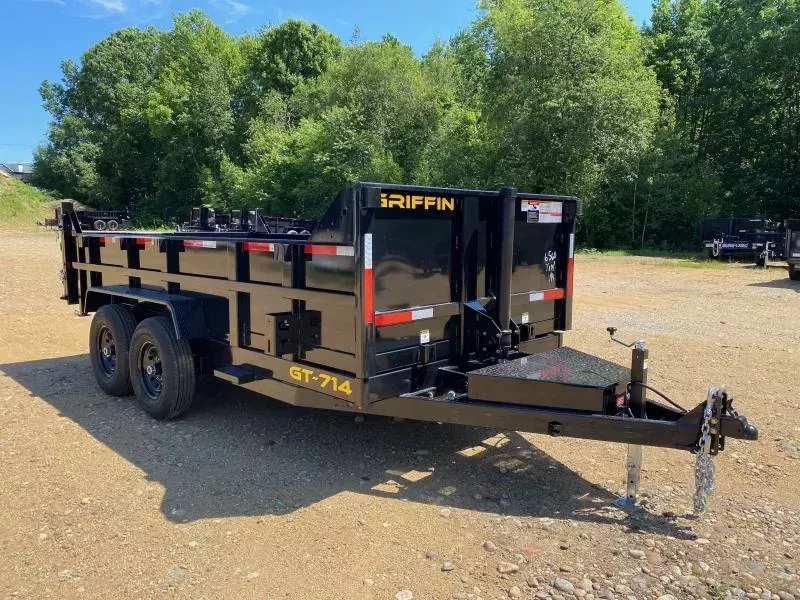 2026 Griffin Trailers 7x14 Powder Coated 14K Telescoping Dump Trailer w/Ramp Kit