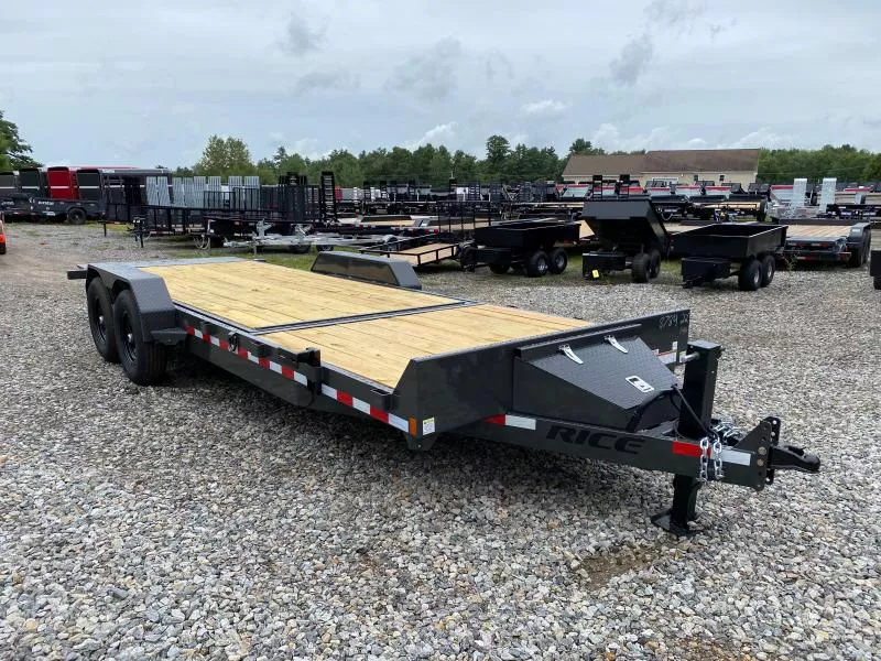 2025 Rice Trailers 7x16+6 Powder Coated 14K Partial Tilt Equipment Trailer w/D-Rings & Toolbox