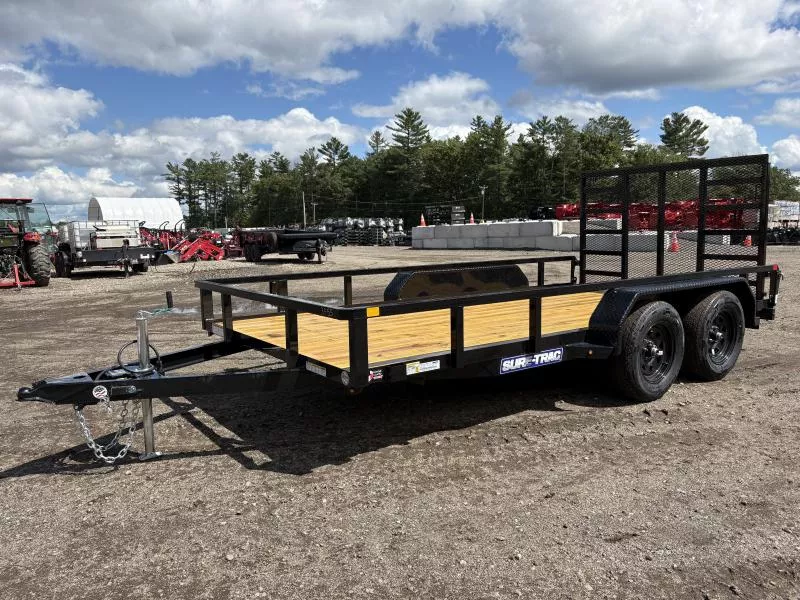 2026 Sure-Trac 7x14 7K Powder Coated Tube Top Utility Trailer w/ Fold Flat Ramp & Spare Tire Mount