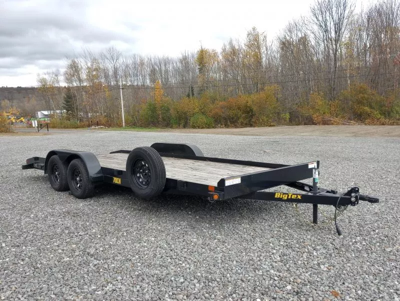 2023 Big Tex Trailers 7x20 7K Powder Coated Car Hauler w/Stowable Ramps, Spare Tire & Mount