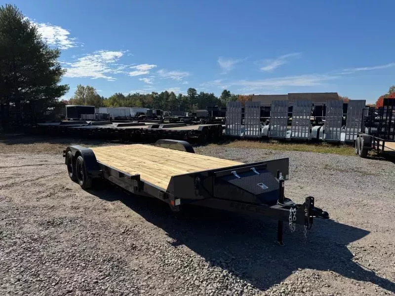 2026 Rice Trailers 7x20 Powder Coated 7k LowPro Car Hauler w/Toolbox & Slide In Ramps