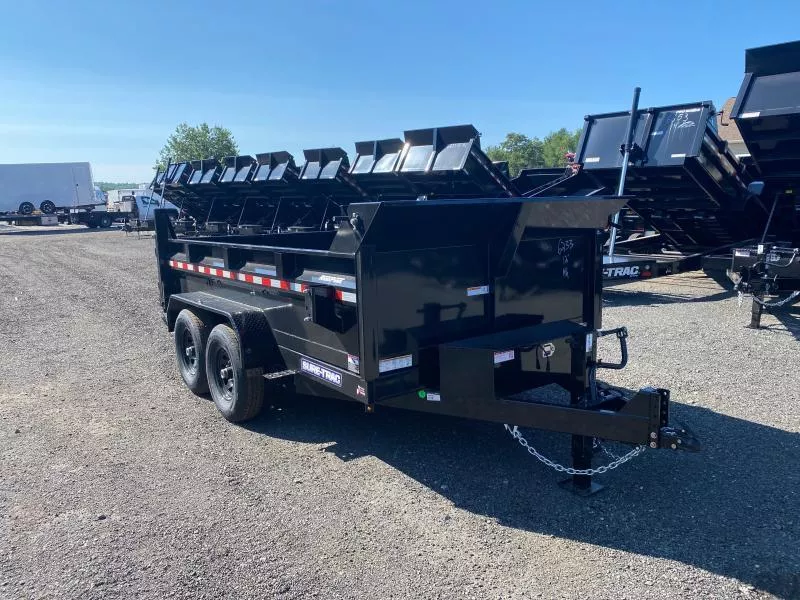 2026 Sure-Trac 7x12 Powder Coated 14K Low Profile Scissor Lift Dump Trailer w/Tarp & Ramps
