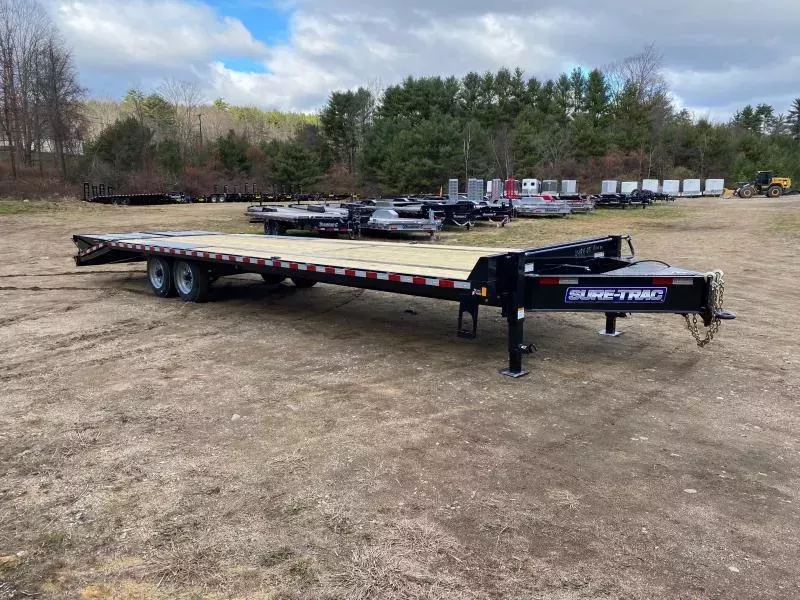 2026 Sure-Trac 8.5x25+5 Powder Coated 17.6K Deckover Equipment Trailer w/Full Width Ramps & Toolbox