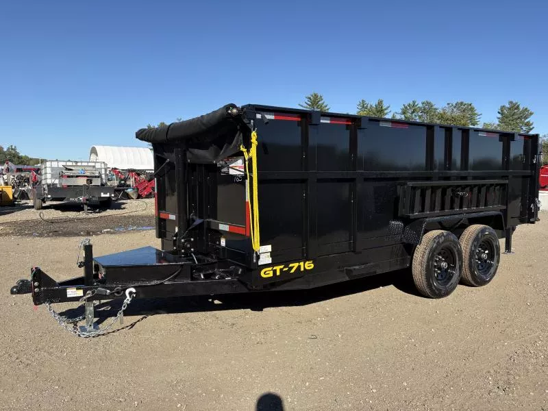 2026 Griffin Trailers 7x16 14K Telescopic Powder Coated Dump Trailer w/ 48” High Sides, Tarp Kit & Battery Charger