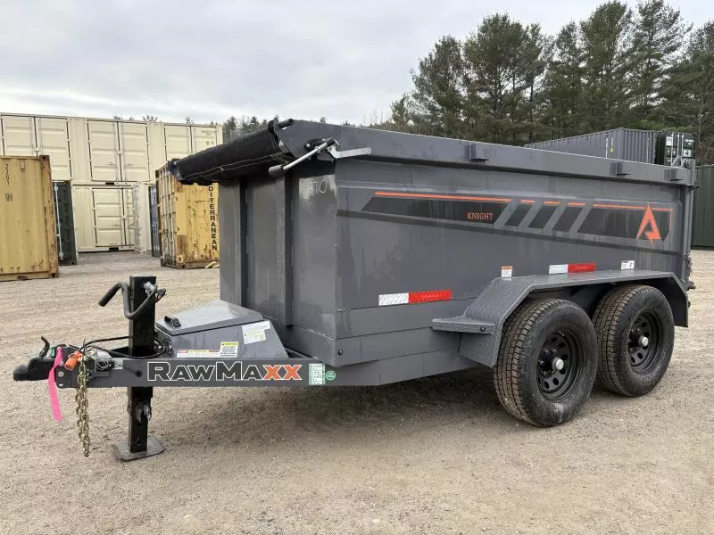 2026 RawMaxx 5X10 10K Powder Coated Dump Trailer w/ 32” Sides, Slide-In Ramps & Tarp Kit