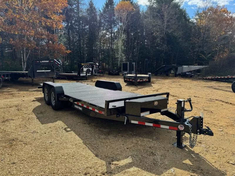2025 Sure-Trac 7x20 Powder Coated 14K Steel Deck Power Tilt Equipment Trailer