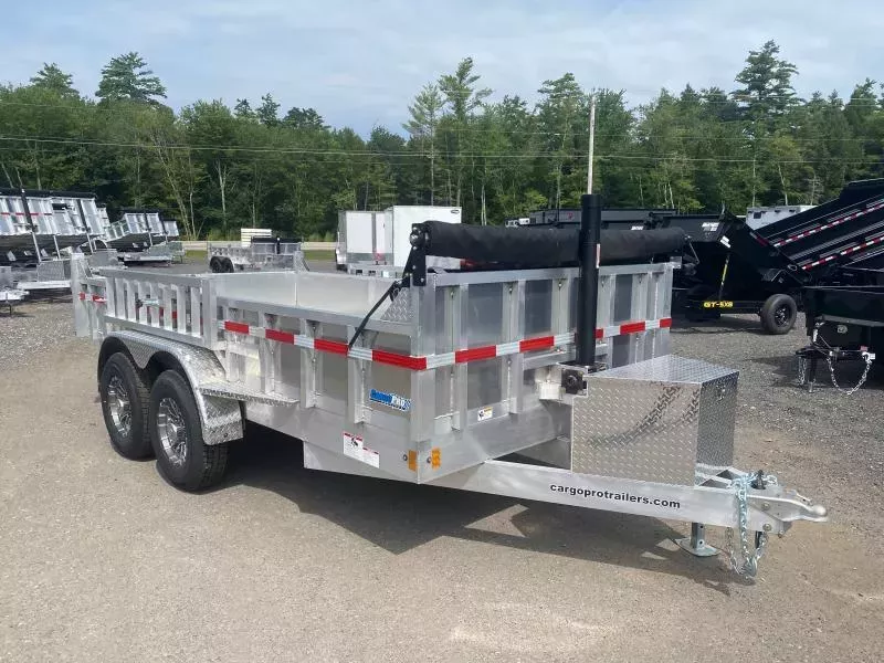 2026 CargoPro Trailers 7x14 Aluminum 14K Dump Trailer w/Alum Wheels, Ramp Kit & Tarp