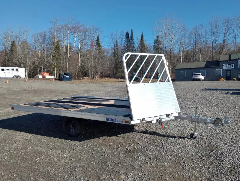 2026 Mission 101x12 Aluminum Open 2-Place Tilt Deck Snowmobile Trailer w/Salt Shield/Ramp Combo, Mats & Guides
