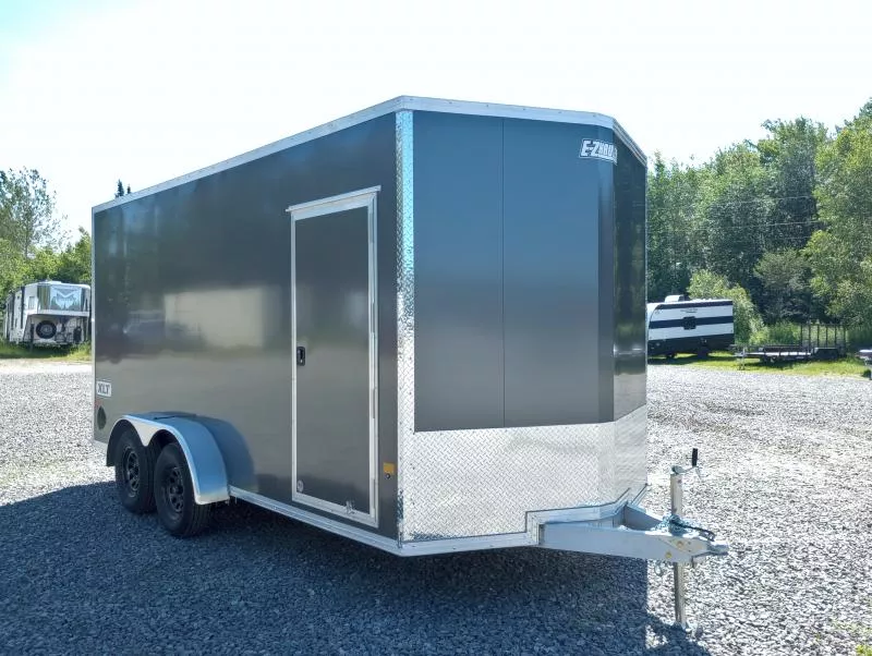 2026 E-Z Hauler XLT 7x16 7K Aluminum Enclosed Cargo w/Spring Assist Rear Ramp, Spare Tire & Mount