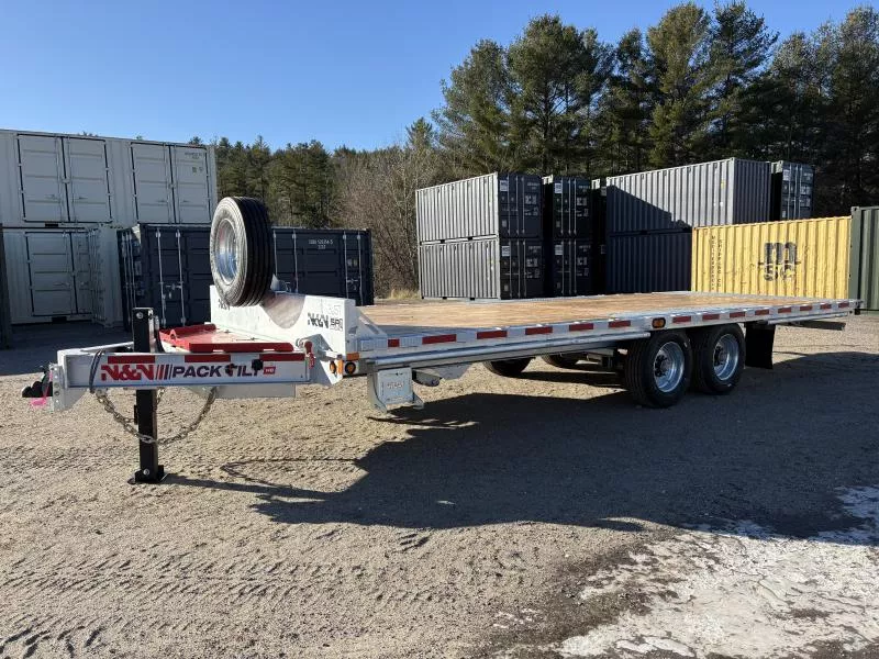 2026 N&N Trailers 8X24 21K Pack Tilt Equipment Trailer w/Spare Tire, Mount, & 12K Hydraulic Jack