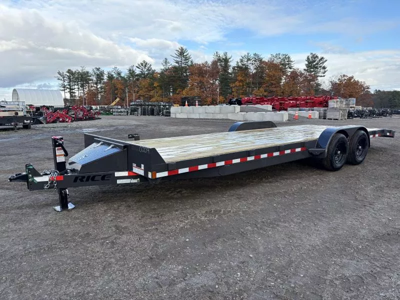 2026 Rice Trailers 7x24 10K Powder Coated Car Hauler w/Spare Mount & 6” Channel Upgrade